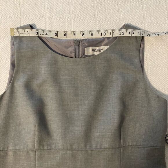 JONES STUDIO Career Evening Out Sleeveless Mini Sheath Gray Below Knee Size 14 - Picture 5 of 11